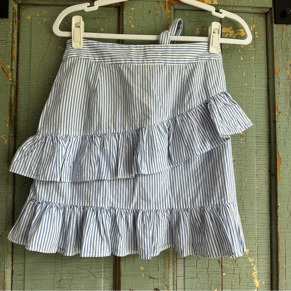 NWT Zara Embroidered Floral Striped Ruffle Tiered Tie Waist Mini Skirt Size Sm - Picture 10 of 10
